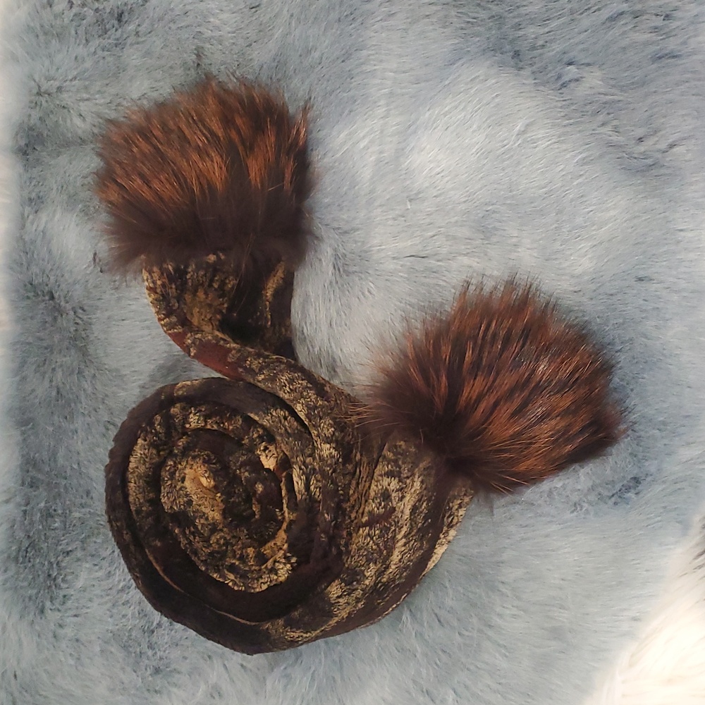 Sheared Beaver Fur Scarf 1 Of A Kind Original Earth Tones Artisan